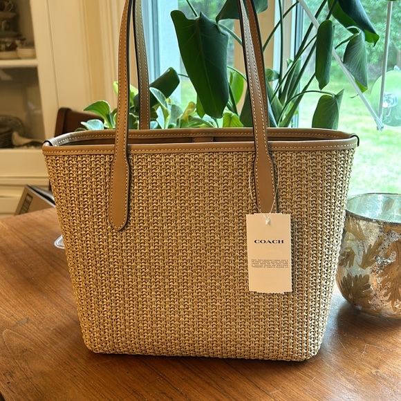 Coach straw, mini city tote - NWT - Picture 4 of 9